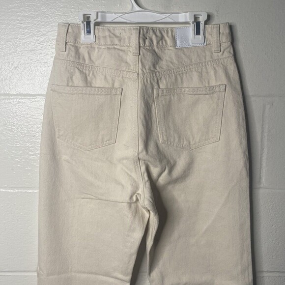 Missguided Women Tall Enzyme Dad Jean High Waisted Raw Hem Mom Jeans Sand Sz 2 - Picture 9 of 16